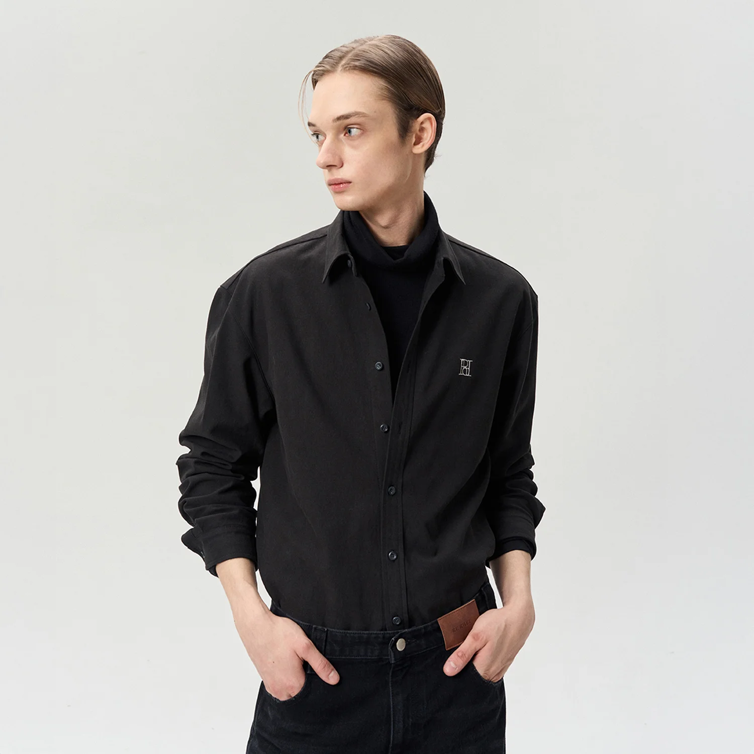 LOGO EMBROIDERED SHIRT BLACK