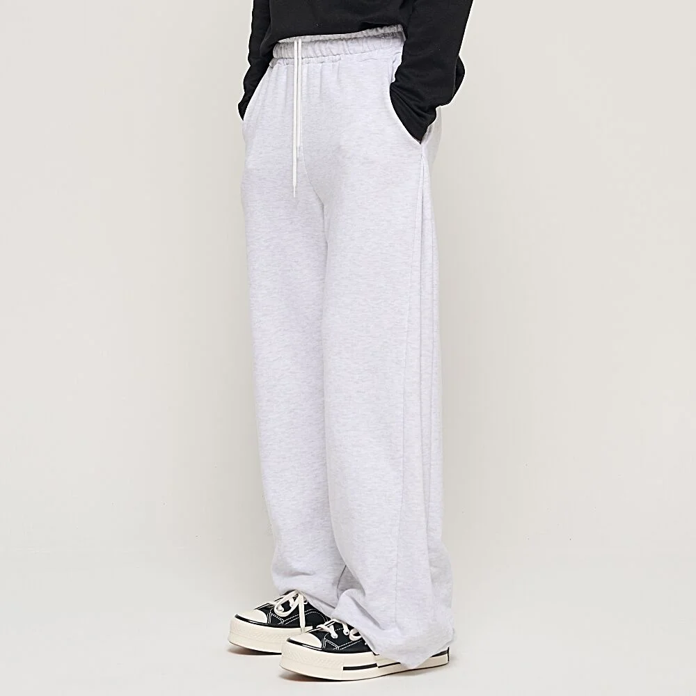 SIDE PINTUCK STANDARD SEMI-WIDE STRING PANTS (RIGHT GRAY)