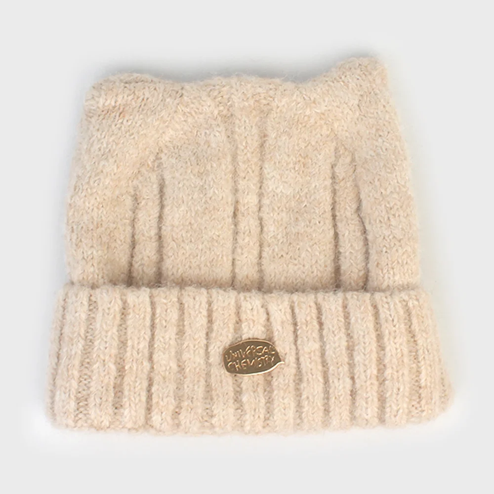 Wool Cat Beige Bubble Beanie 貓耳帽