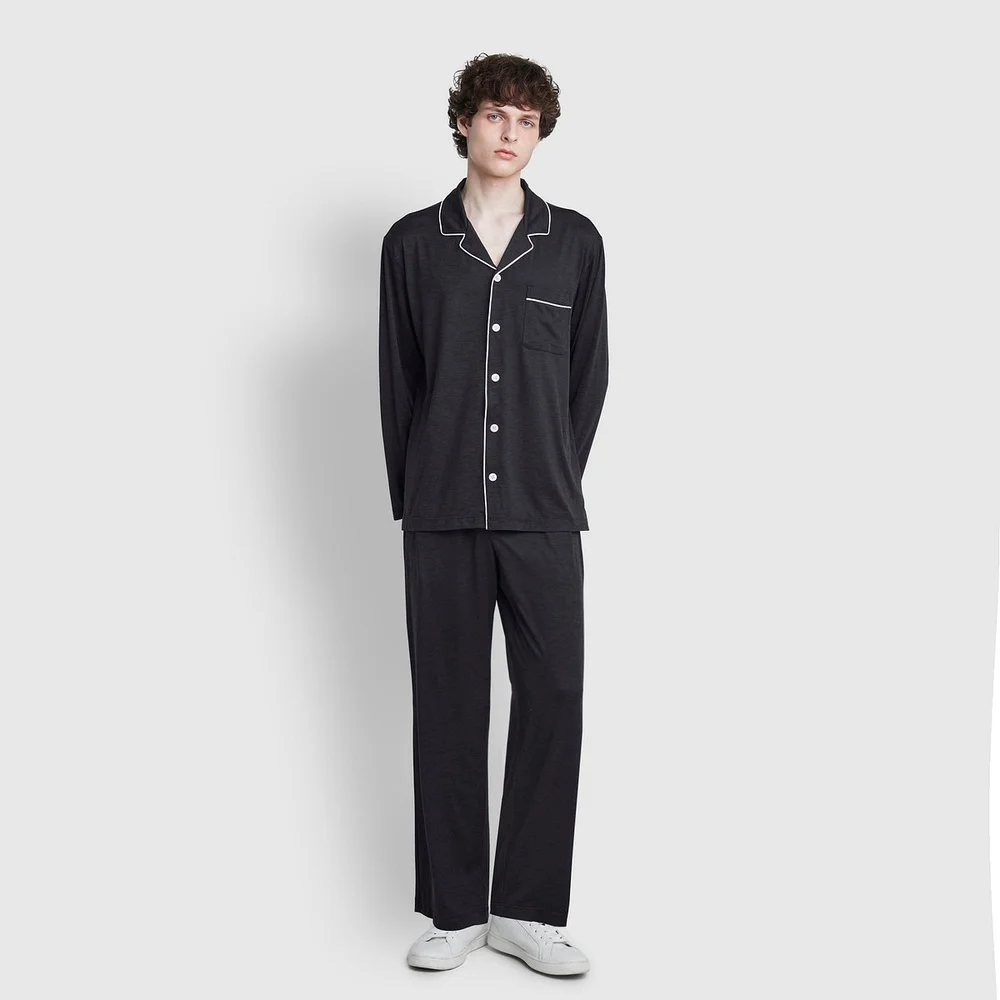 男裝 雲朵 10分 睡衣 套裝_炭灰色