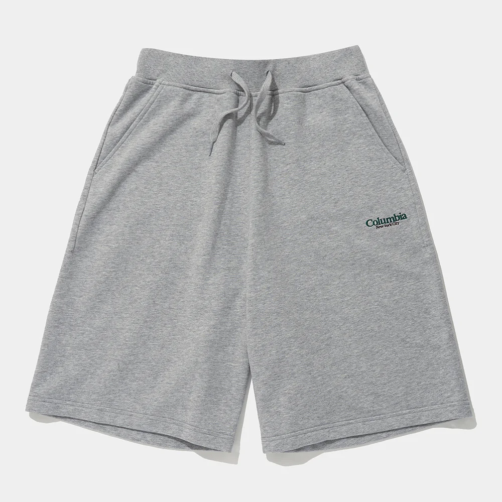 NYC EMB TERRY SWEAT SHORTS PANTS_MELANGE GRAY