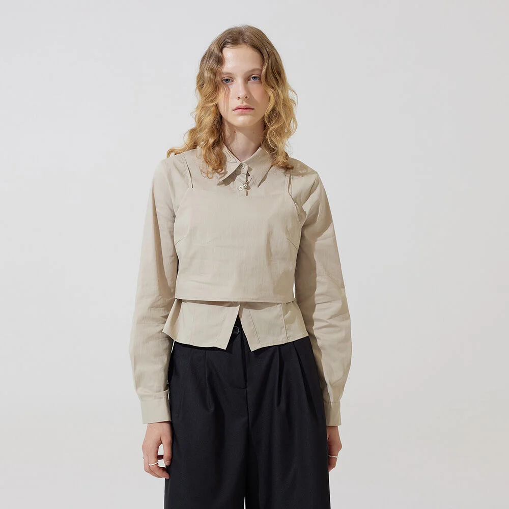 Jatty top layered sleeveless - natural