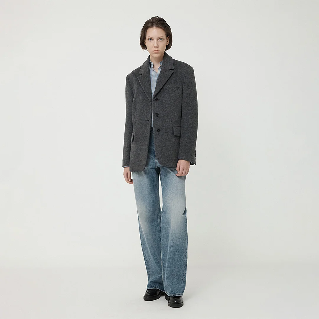 WOMAN LOOSE FIT VINTAGE WASHING DENIM BLUE