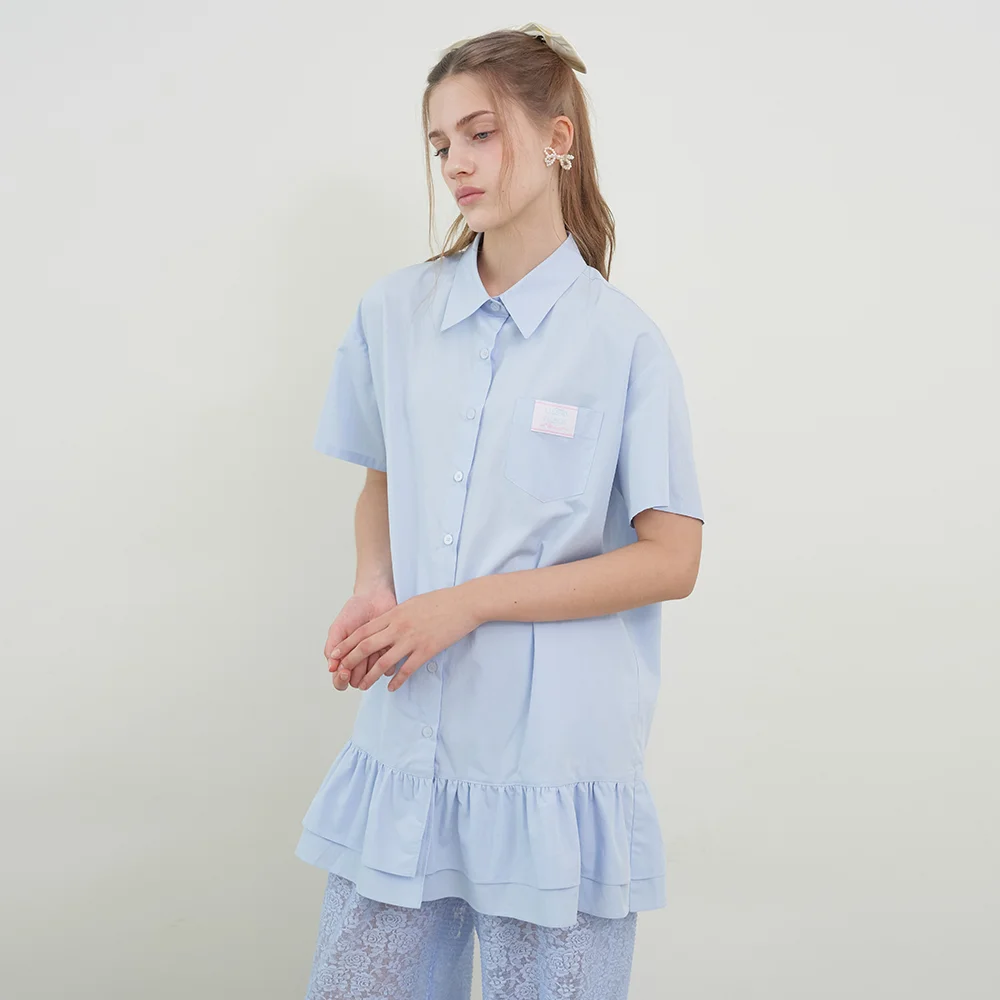 SKY DOUBLE FRILL SHIRT