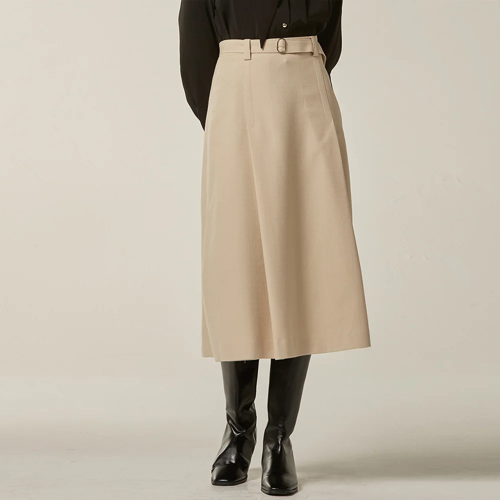 Side tuck midi skirt - Light beige