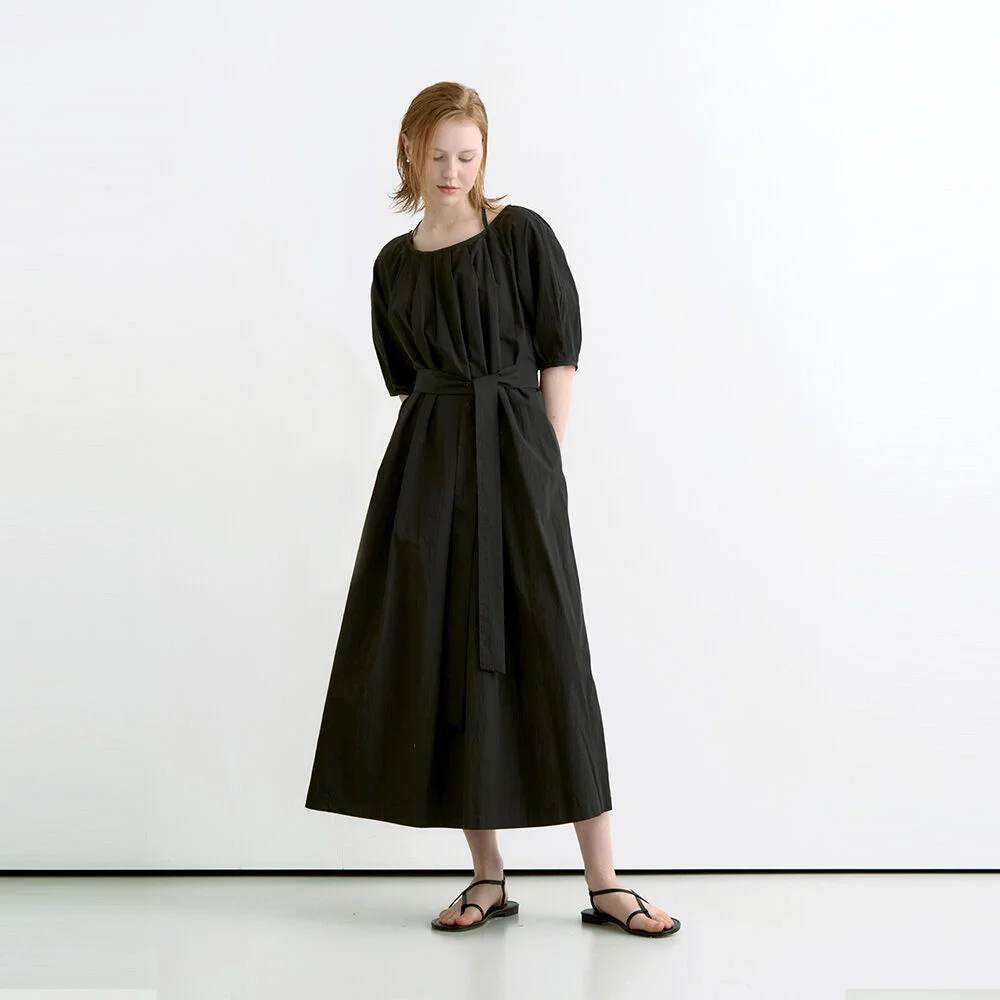 Deo bustier balloon long dress - black