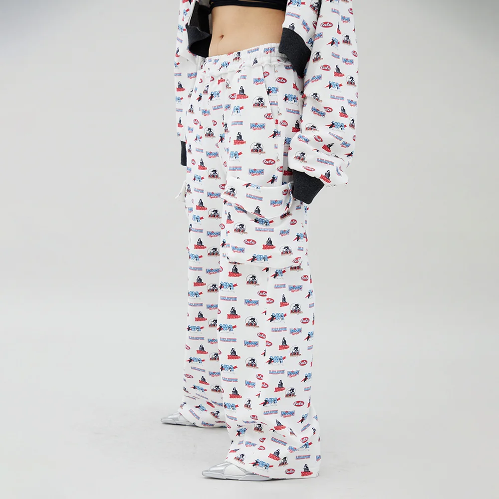 LALA PATTERN WIDE SWEAT PANTS 圖案 印花 衛褲 WHITE BR2CP003