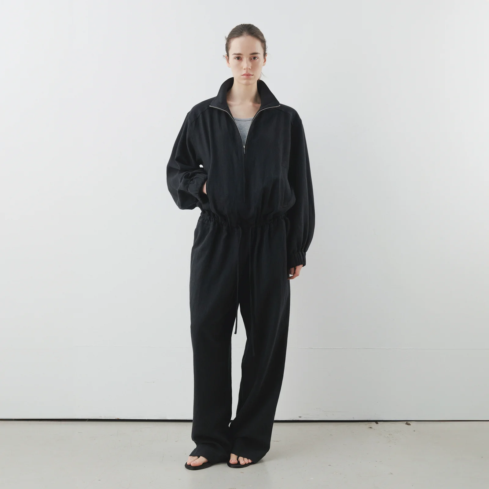 Emma Linen Jumpsuit in Black