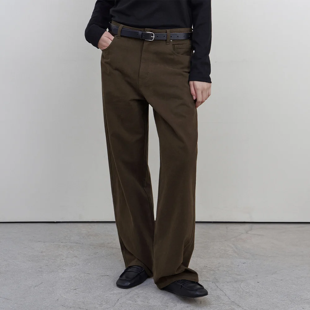 Peach Twill Cotton Pants_KHAKI BROWN(WCB6PT06)