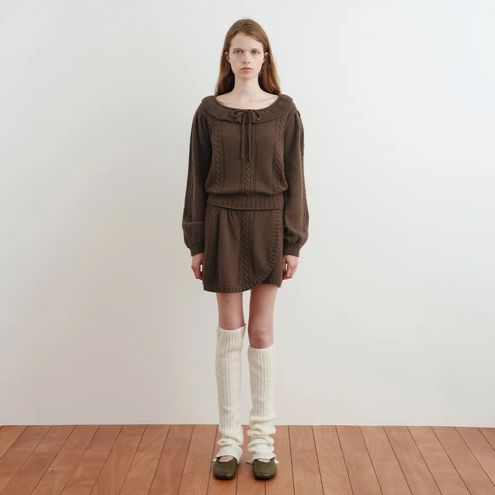 Cable Knit Short Pants (Brown)