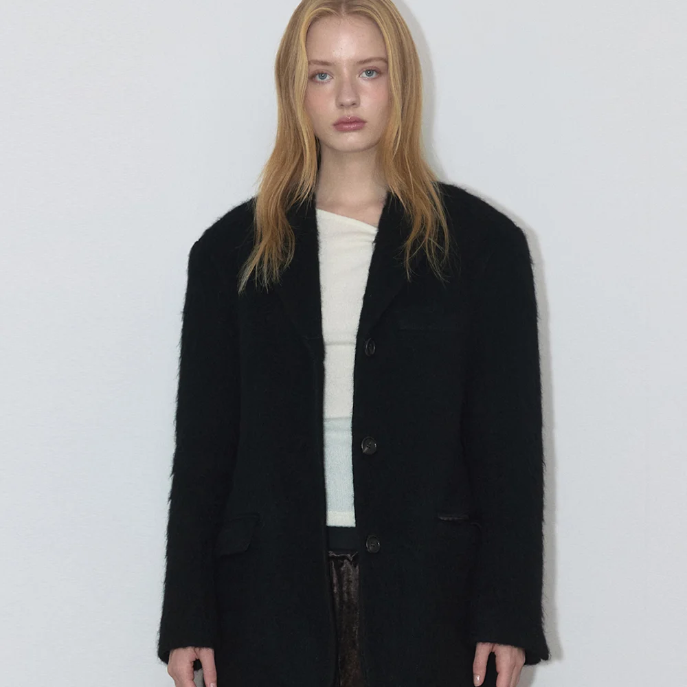 MOHAIR WOOL JK (BLACK)