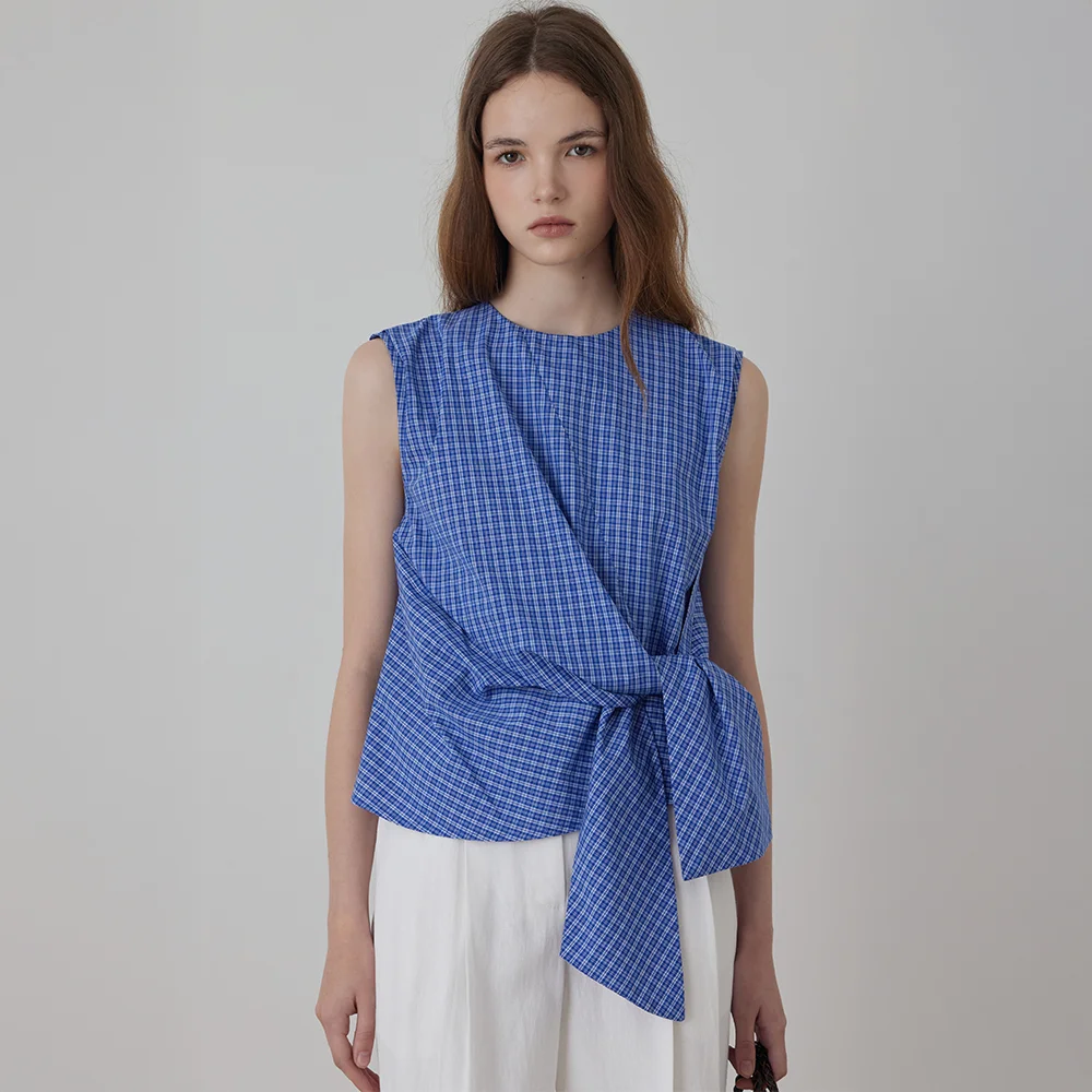 Side-Tie Wrapped Sleeveless Blouse