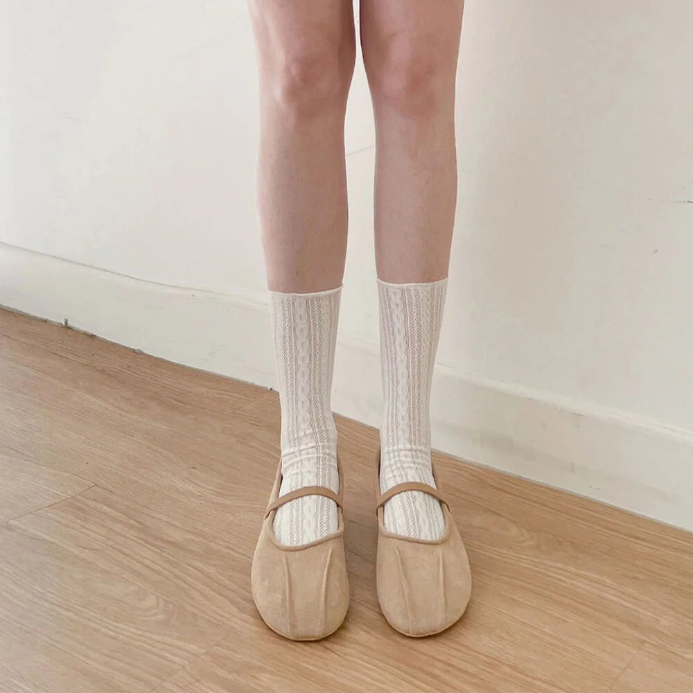 Sheer cable knit socks