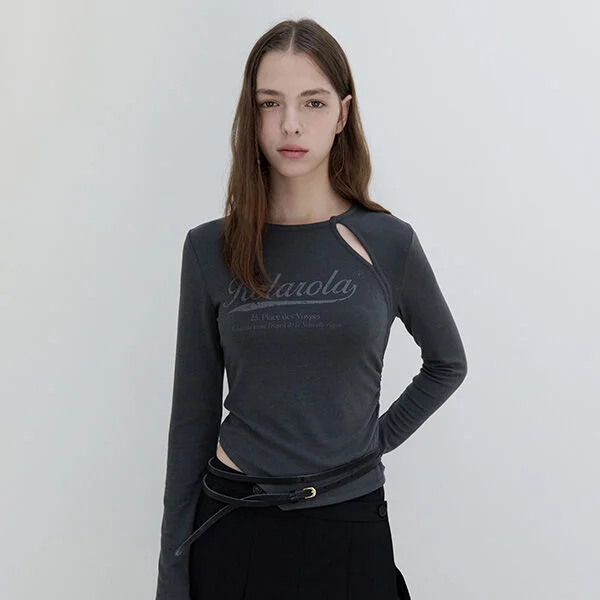 CUT OUT SLIM T-SHIRT CHARCOAL