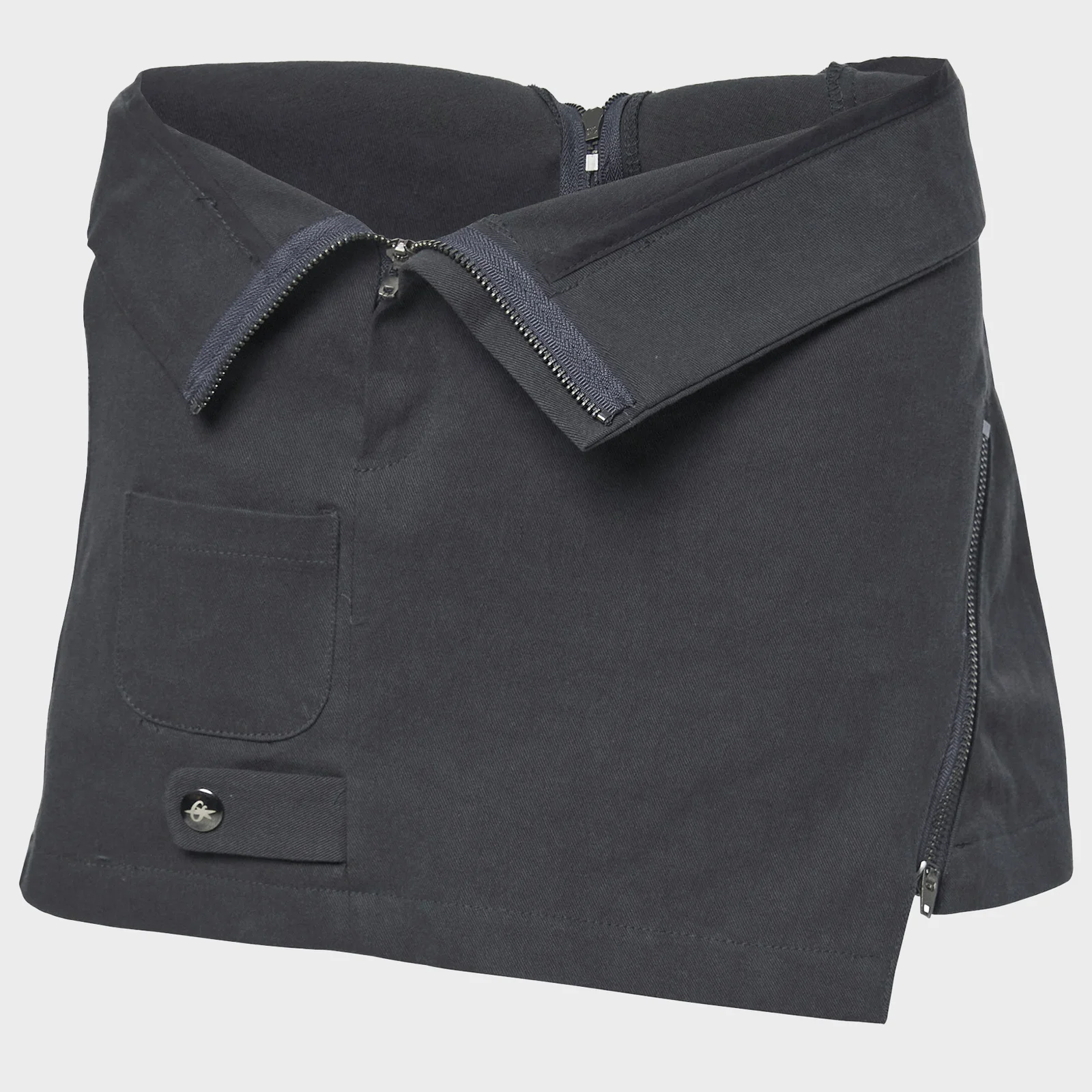 Asymmetrical Folded Skirt (FL-272_Dark Gray)