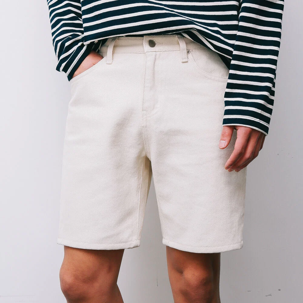 Cotton Twill Shorts Ivory