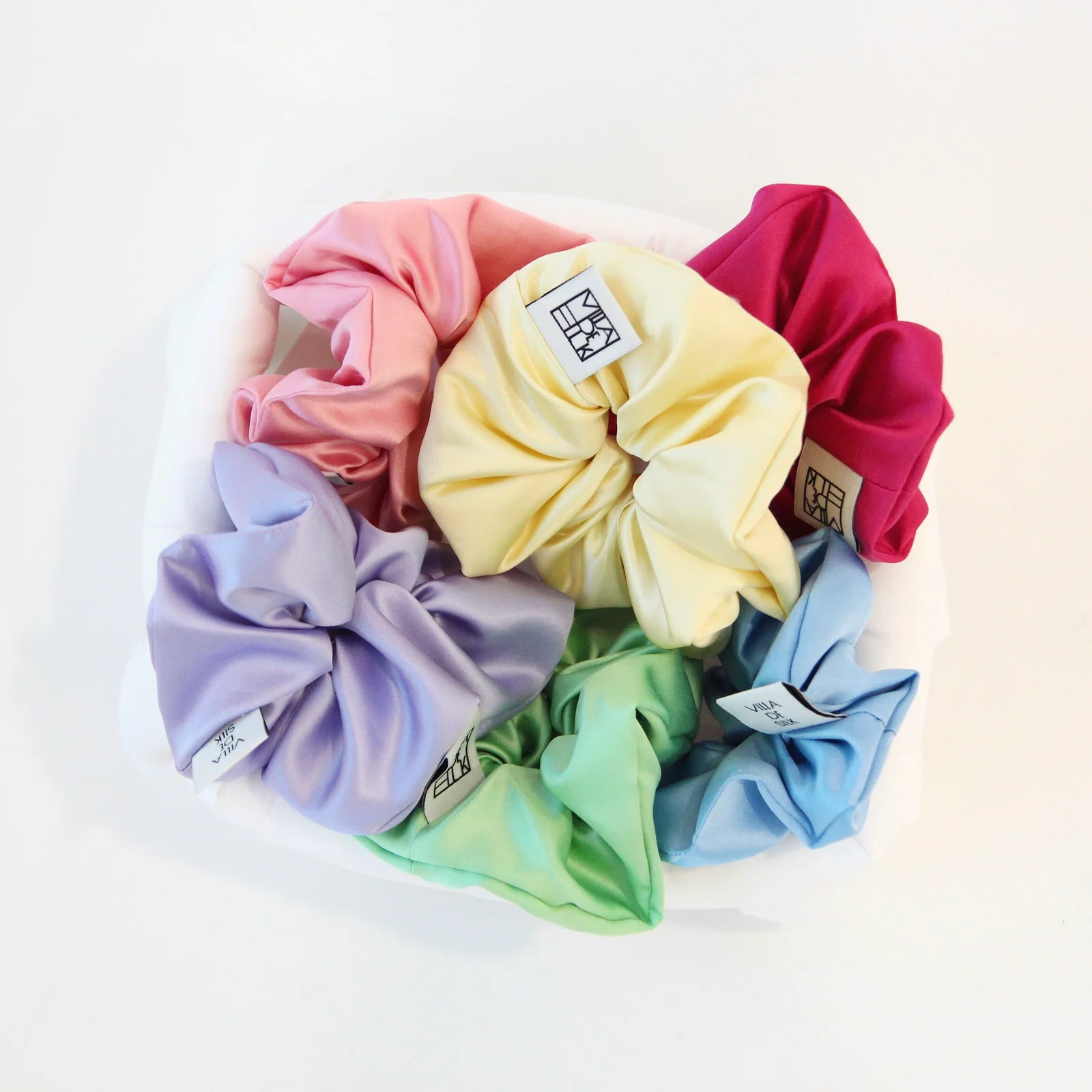 High density 100% silk scrunchie printemps (6colors)真絲 髮圈