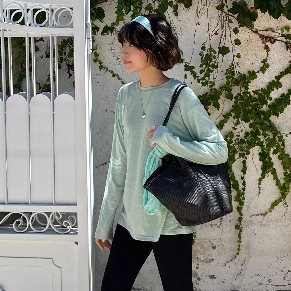 shimmer long sleeve tee - sage mint