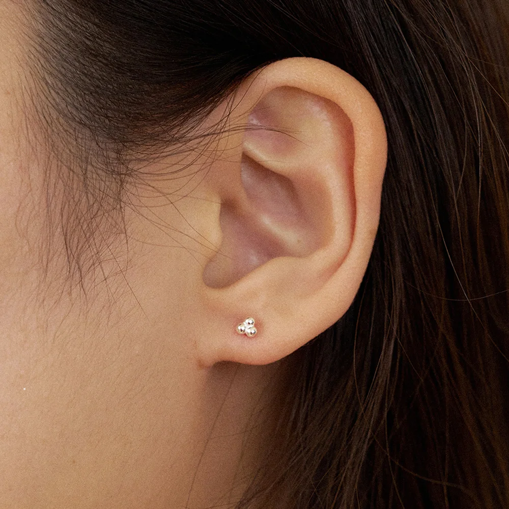 tiny three ball earring