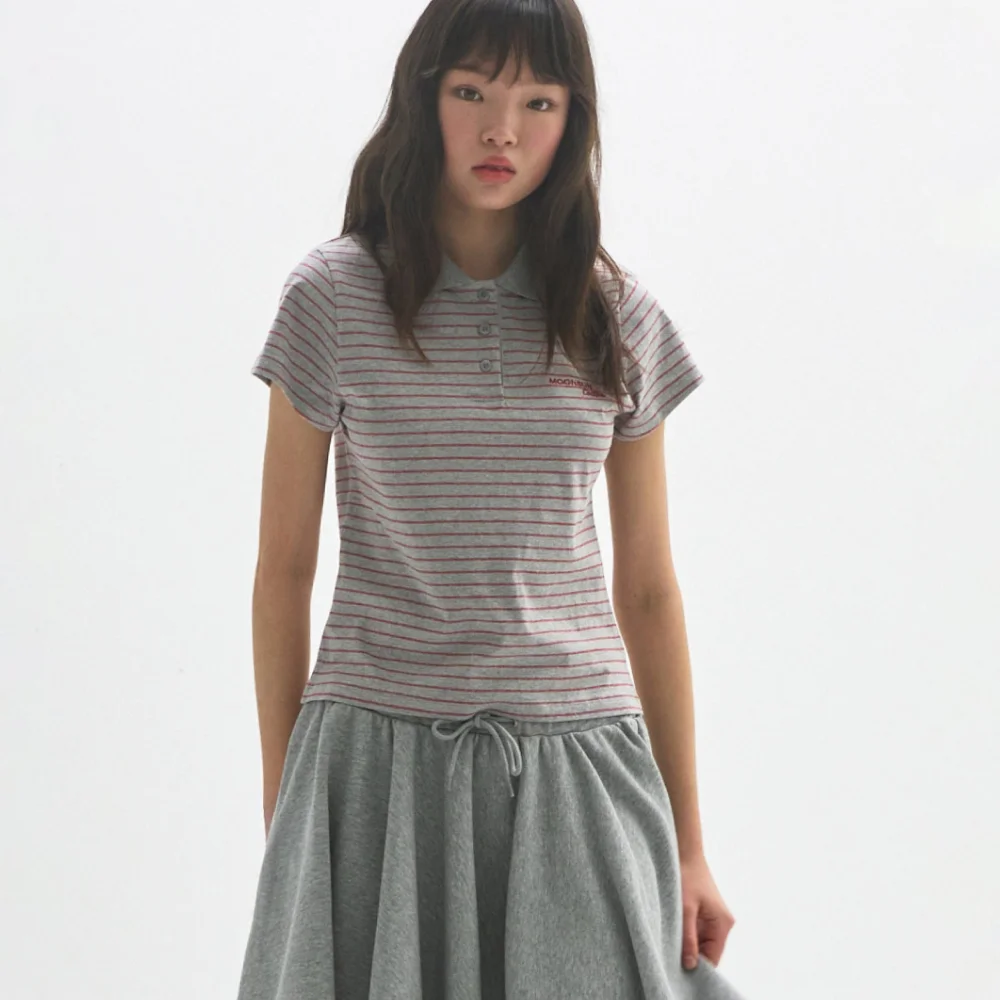 M.C Classic Stripe Baby PK Tee / GRAY