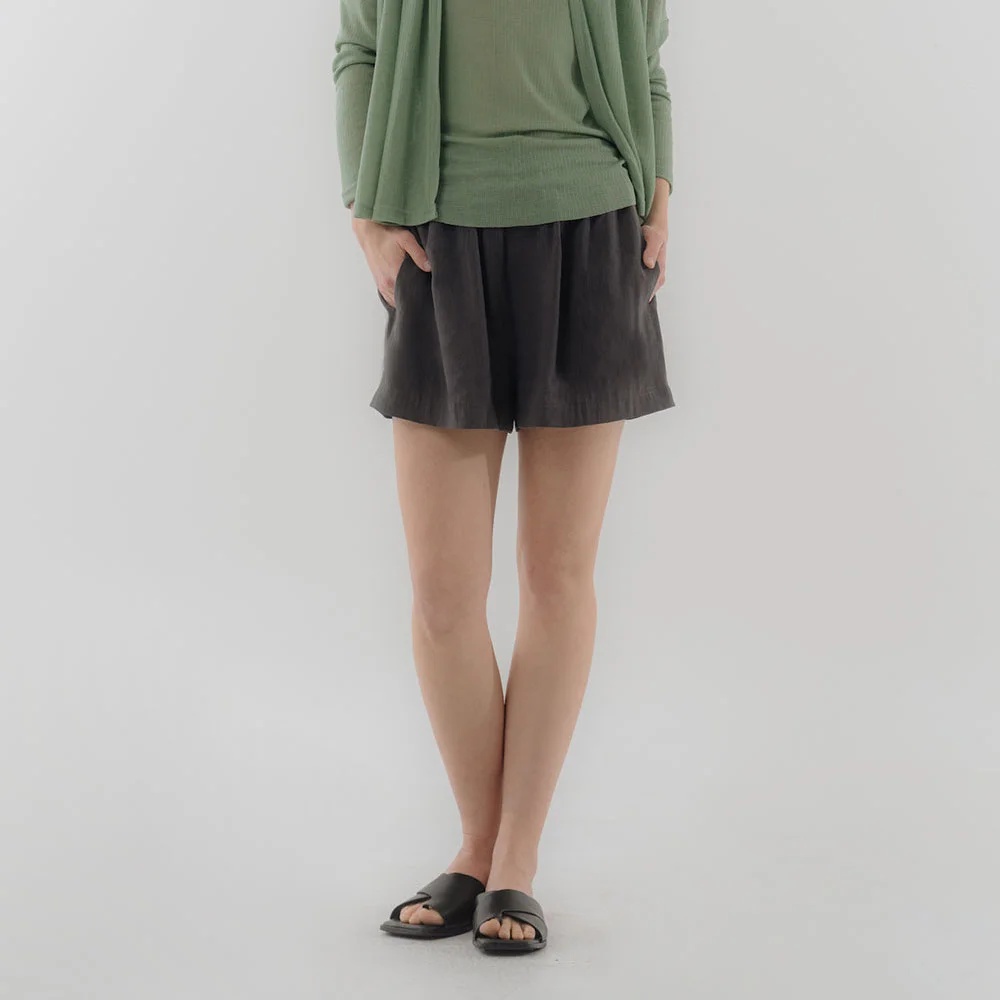 Linen Lounge Shorts_Charcoal
