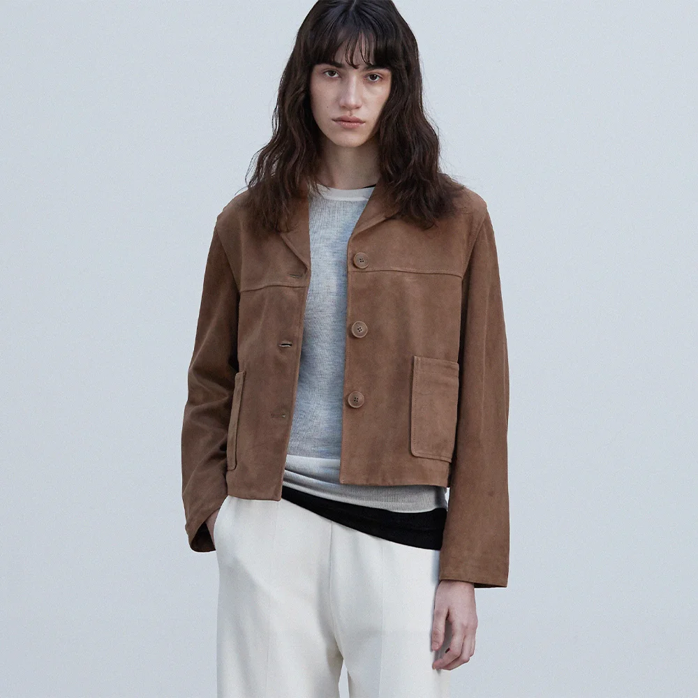 Suede Three Button JK_Mocha Mousse