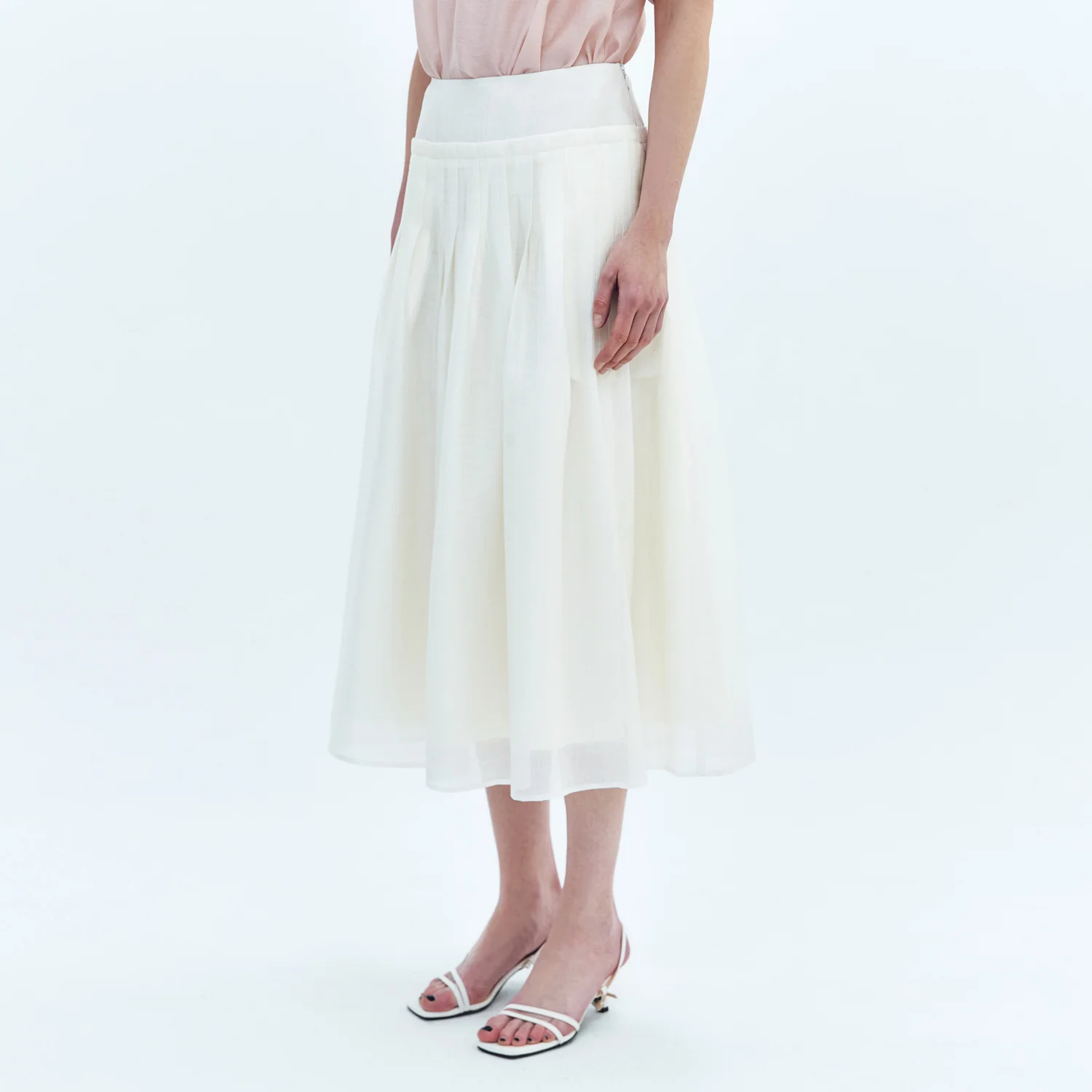 Sheer Pleats Midi Skirt BUTTER