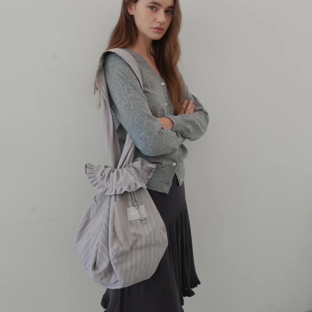 TWO-WAY STRIPE POST BAG (grey)