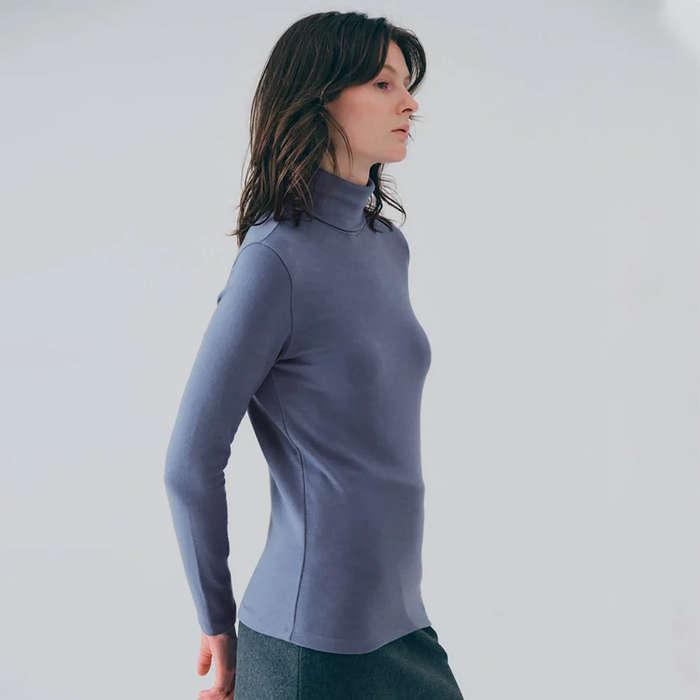 Basic wool turtleneck top (Skyblue)