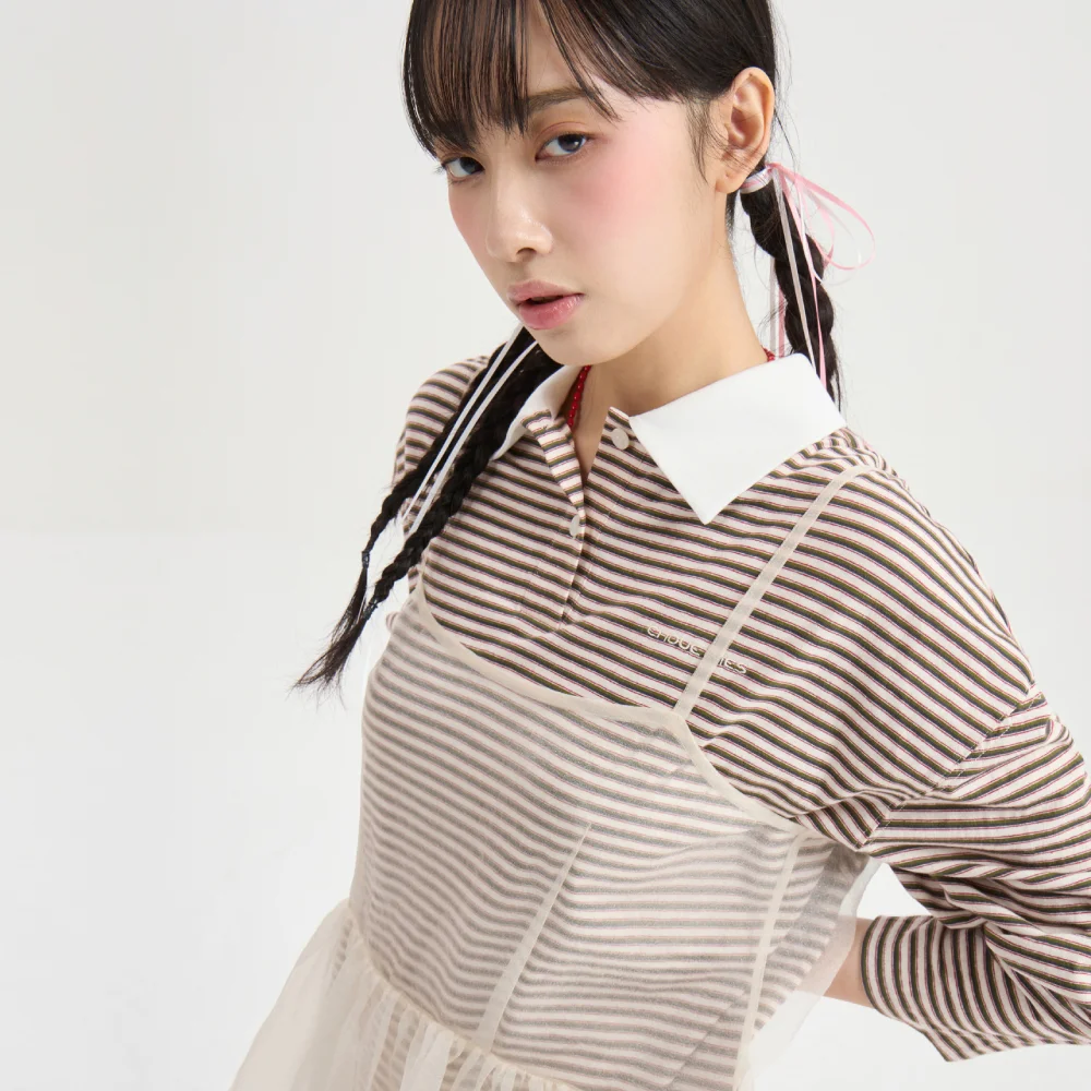 Chouetties by LUCKY CHOUETTE_Stripe PK Long T-shirt (olive)_LATAX25470OLV