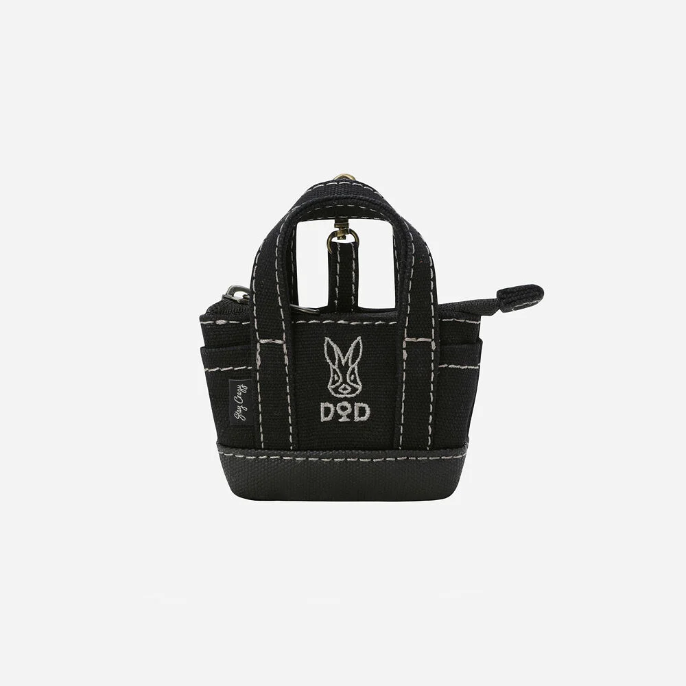 日 帆布 迷你收納袋 鑰匙扣(BLACK)