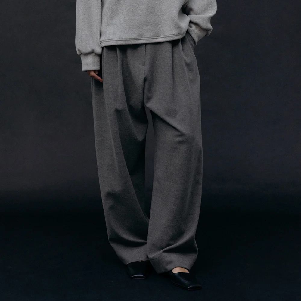 Relaxed Wool Pants (Melange Brown)