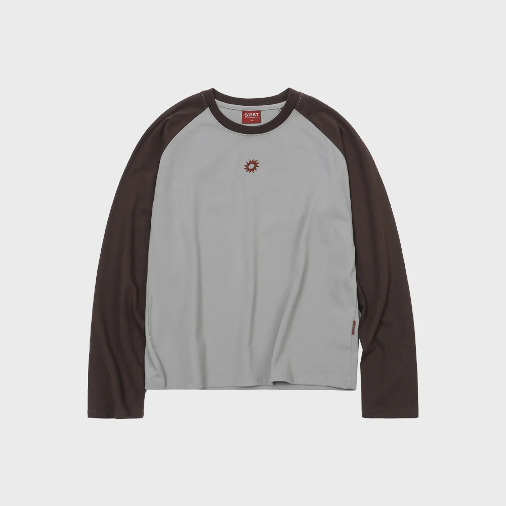 Contrast Raglan Long Sleeve Brown