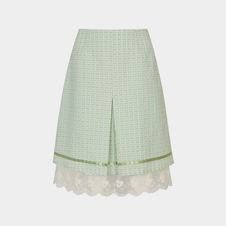 Olive Check Skirt (Green)