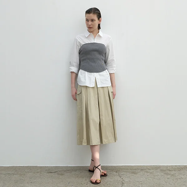 LAUREN COTTON PLEATED SKIRT(SK-4893)