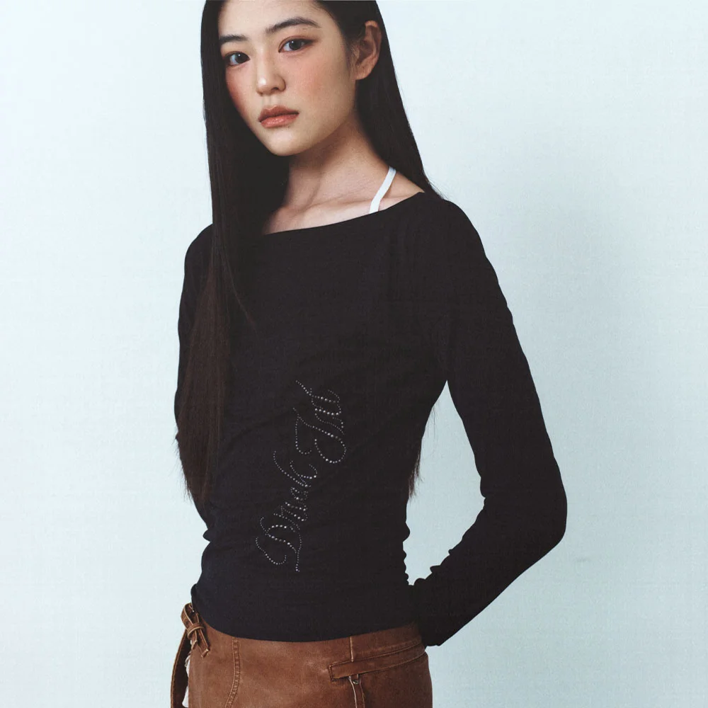 Hotfix Off Shoulder Long Sleeve Black