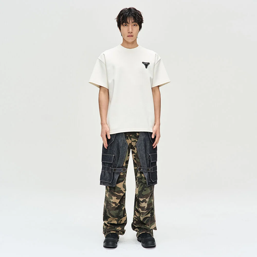 UNISEX STOOL PATCH LOGO T-SHIRTS atb1329u(WHITE)