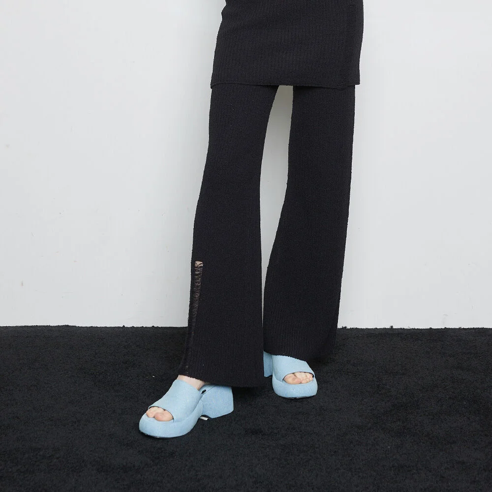 L3 DEMAGE KNIT PANTS(BLACK)