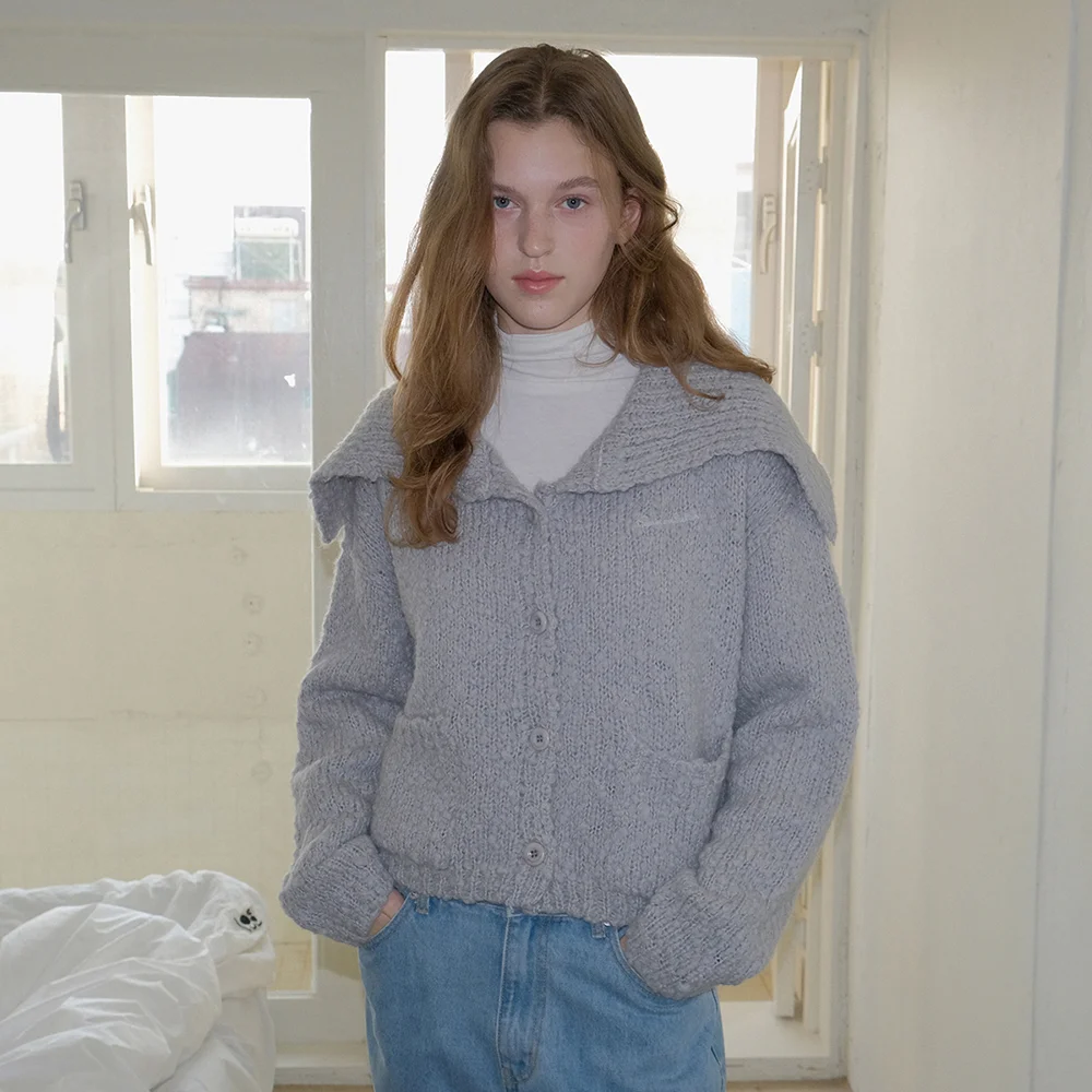 Buddy Wool Sailor Cardigan - Light Grey