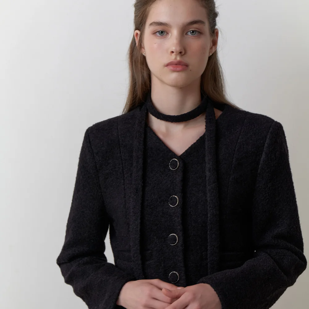 Curd tweed jacket (black)