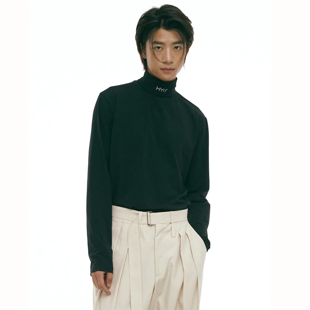 標準 剪裁 高領 套頭 黑色