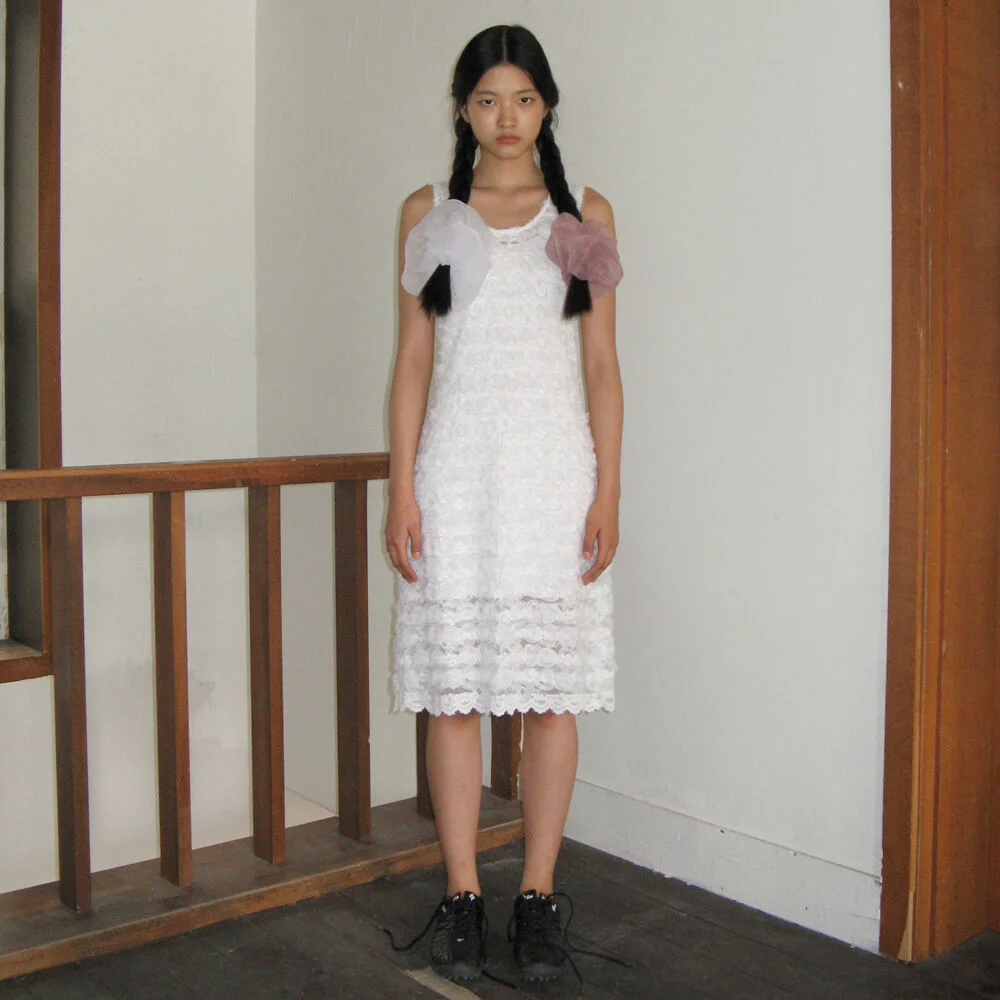Flower Lace Dress (White)
