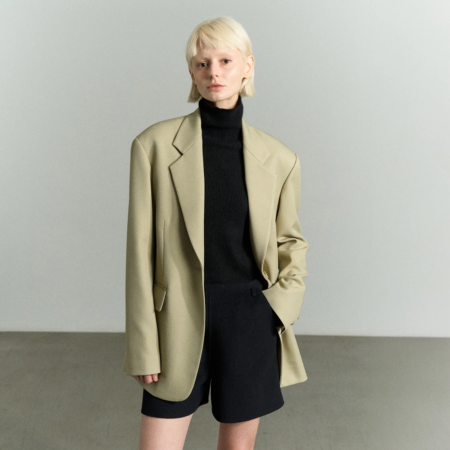 SINGLE-BREASTED OVERSIZED JACKET OLIVE