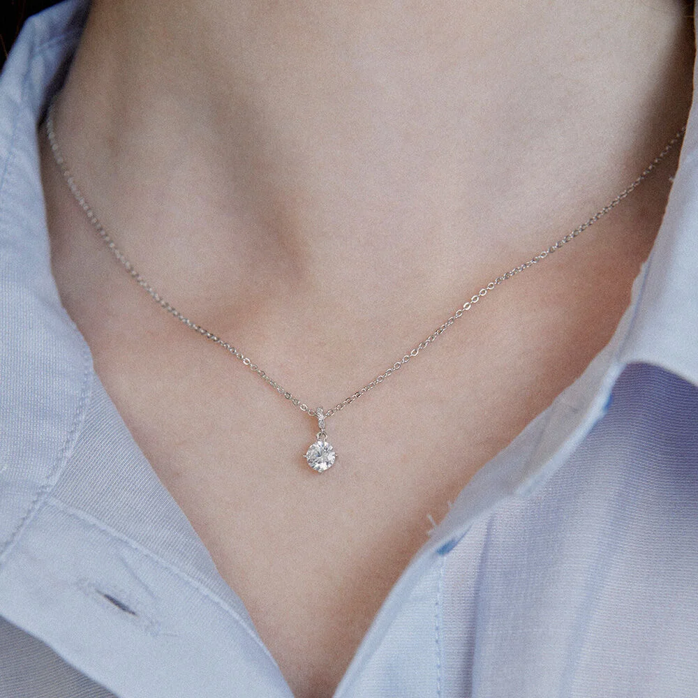 Solitaire Double Setting Necklace. NB1725