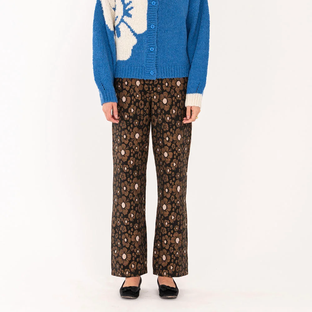 (W) LEOPARD HIBISCUS TROUSERS (LEOPARD)