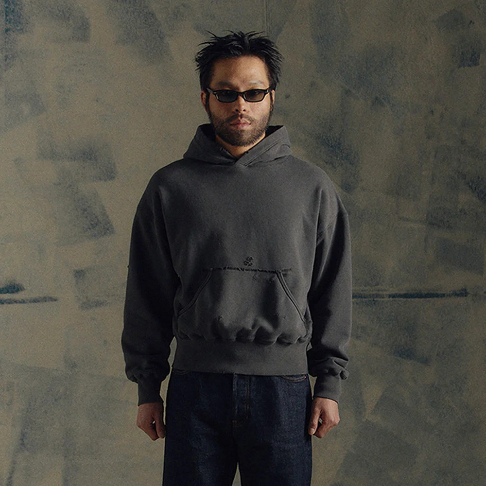 REVERSIBLE DOUBLE-FACED HOODIE (CHARCOAL)