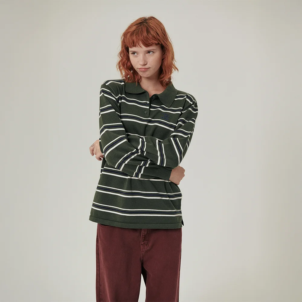 Oshen Stripe Pique Knit Khaki