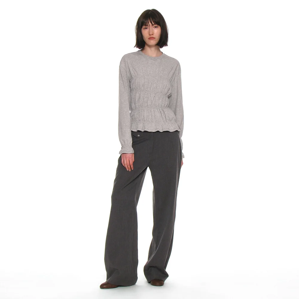 CUT-OUT WAIST TROUSERS_CHARCOAL MELANGE