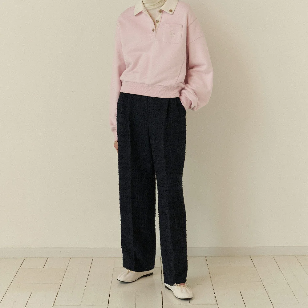 Letteer tweed pants Navy