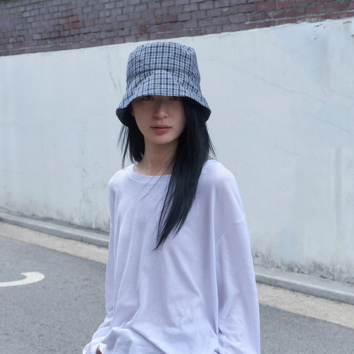 Vintage Check Bucket Hat / Navy 漁夫帽
